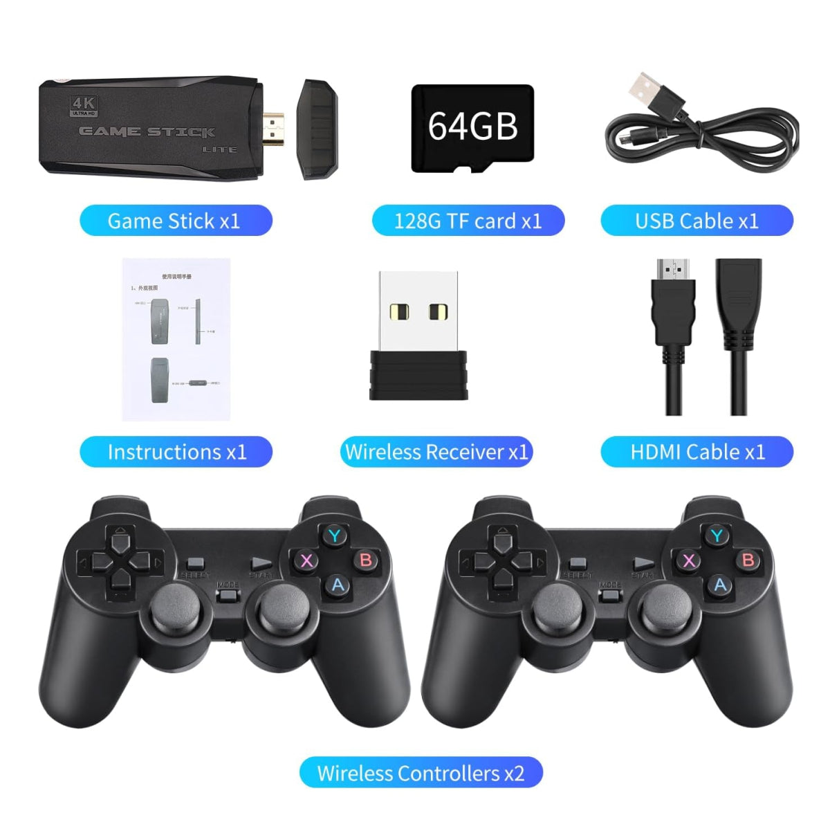 Consola Retro 4K con 2 Controles – 64GB